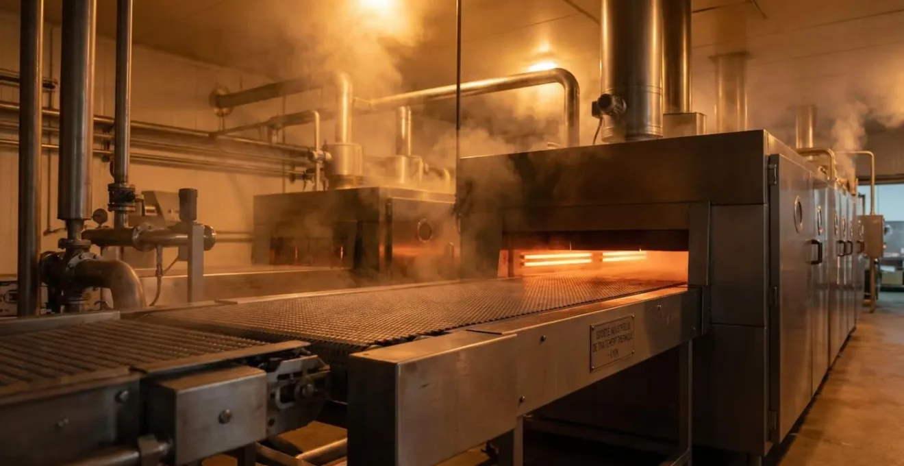 Ligne de production industrielle agroalimentaire utilisant une source de chaleur au propane pour le secado